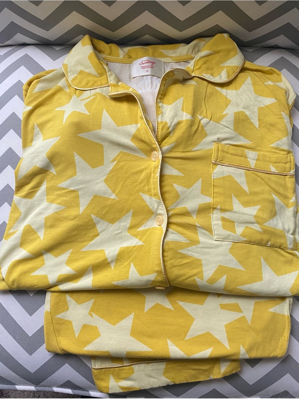 In My Sundays Star-Print Yellow Cotton Pajama Set